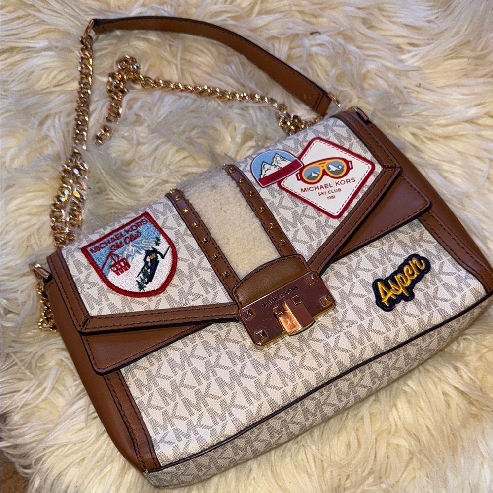 Michael Kors Brown and Cream Shoulder Bag